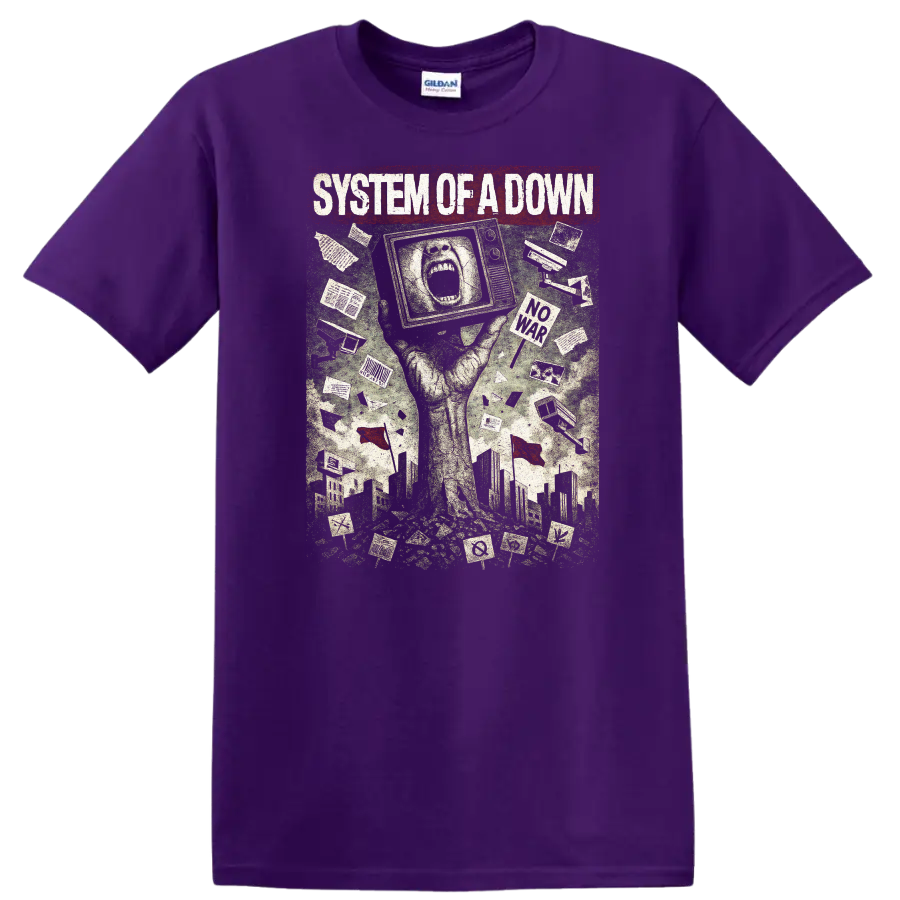 System of a Down Retro Heavy Metal Album Cover T Shirt - Purple