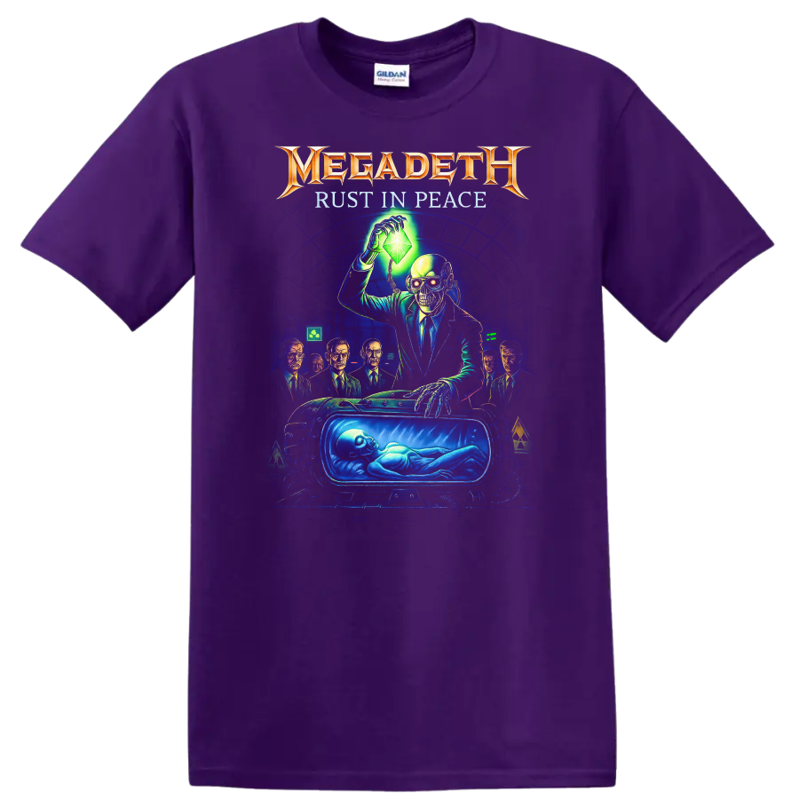 Megadeth Rust In Peace Retro Heavy Metal Album Art T Shirt - Purple