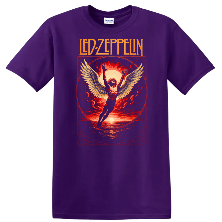 Led Zeppelin Retro Heavy Metal Album Cover Style T Shirt - Purple