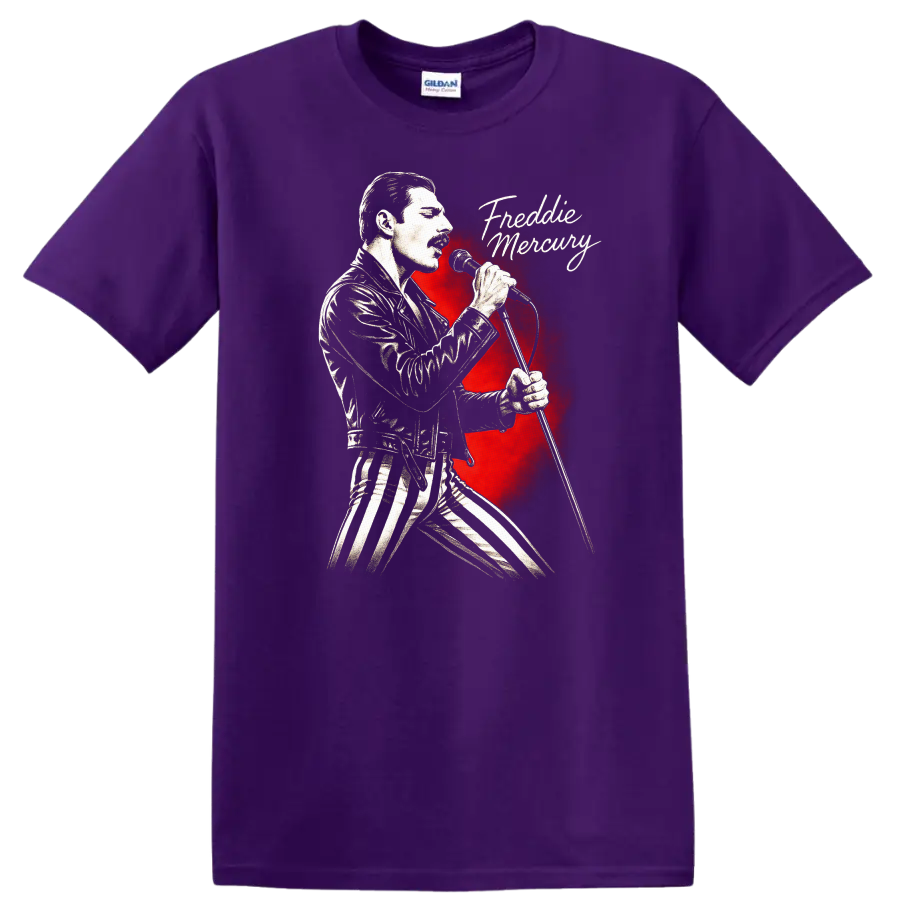 Freddie Mercury Retro Rock Heavy Metal Legend Style T Shirt - Purple