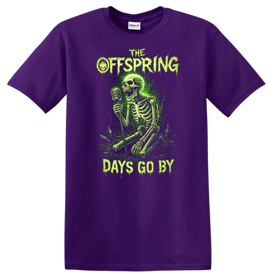 The Offspring Days Go By Green Skeleton Retro Rock T Shirt - Purple