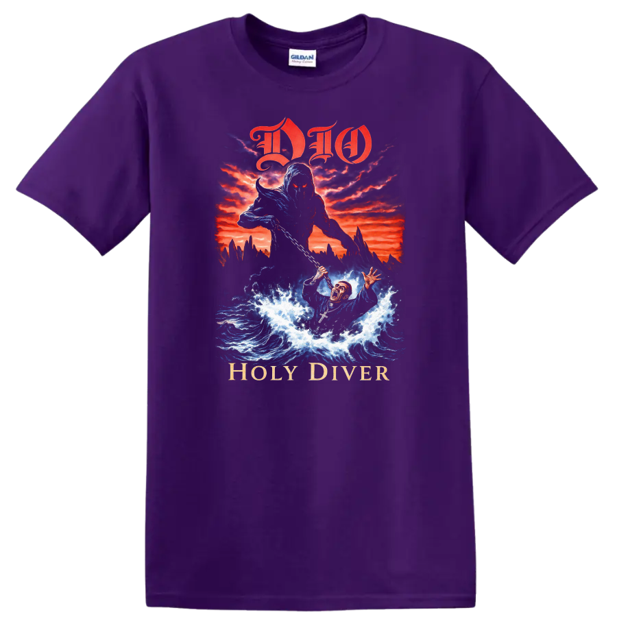 DIO Holy Diver Retro Heavy Metal Album Cover T Shirt - Purple