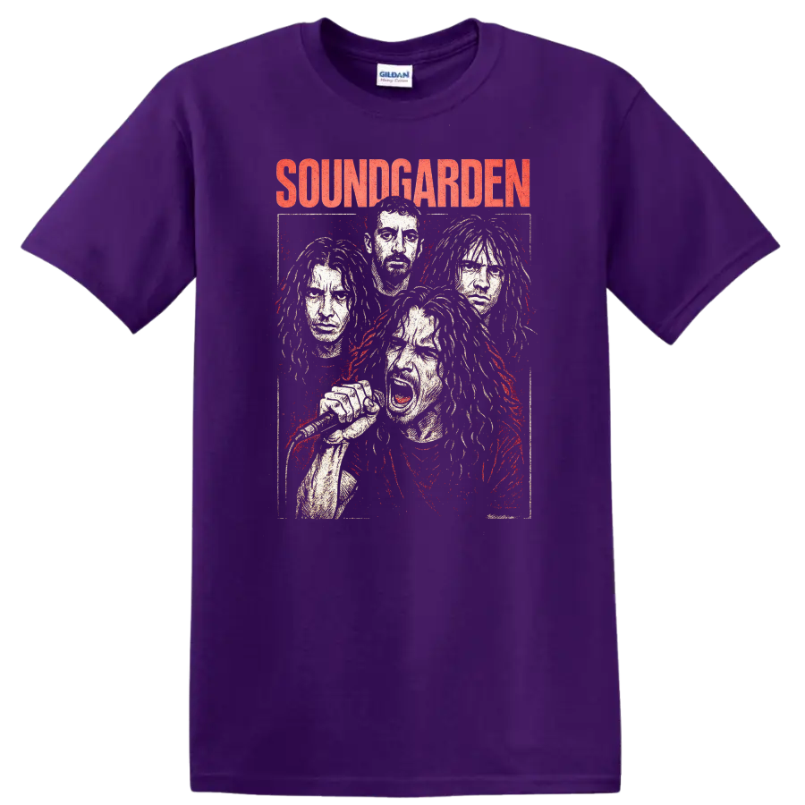 Soundgarden Retro Heavy Metal Album Cover Style T Shirt - Purple