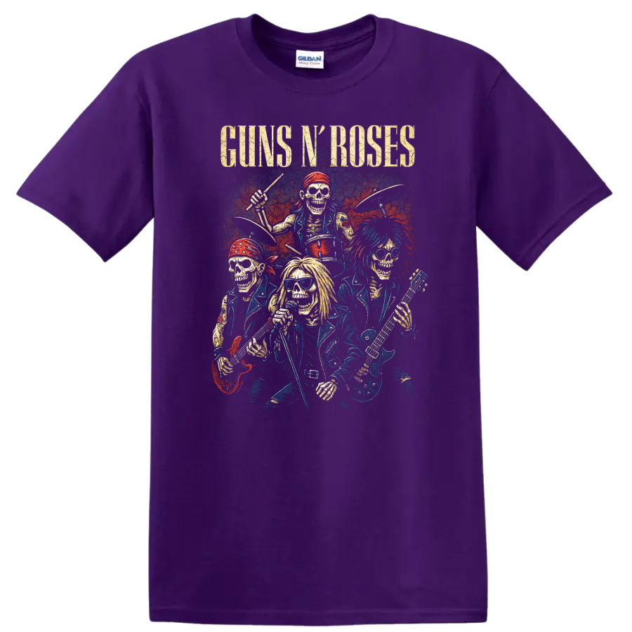 Guns N' Roses Retro Heavy Metal Band Album Cover Style T Shirt - Purple