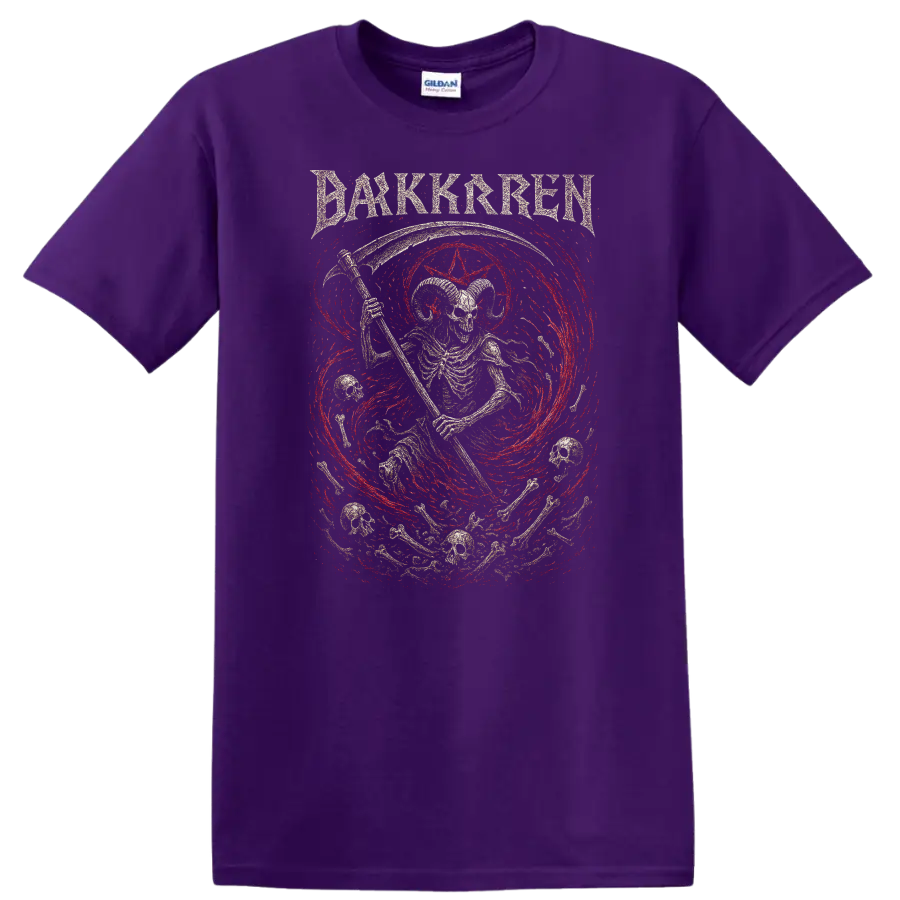 Dark Skren Retro Rock Heavy Metal Skull Album Style T Shirt - Purple