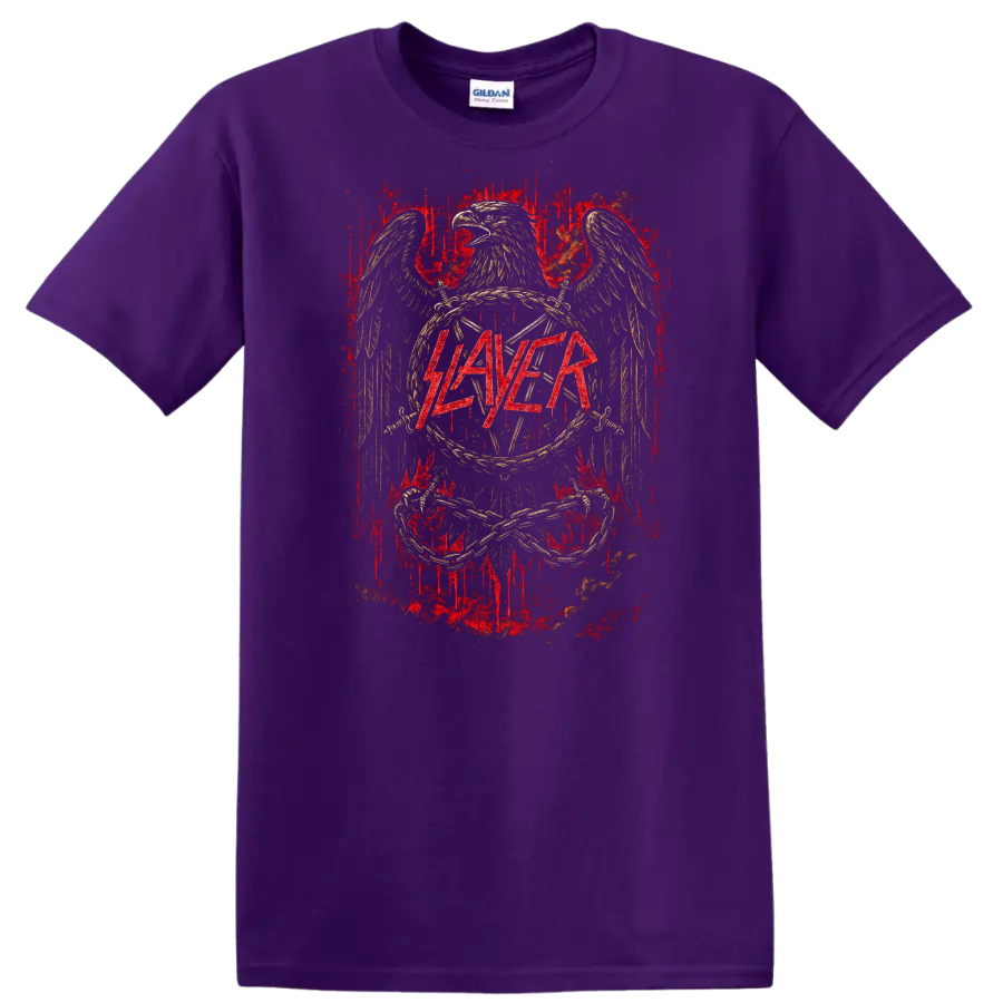 SLAYER Retro Heavy Metal Band Album Cover Style T Shirt - Purple