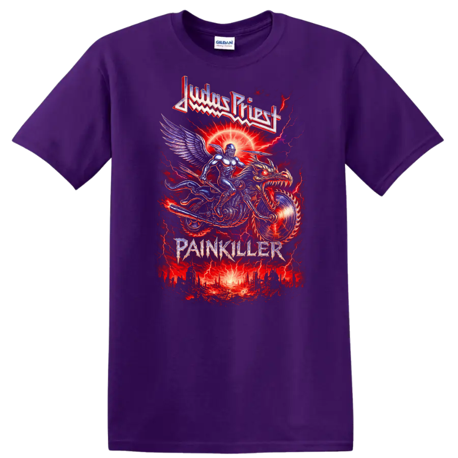 Judas Priest Painkiller Retro Heavy Metal Album Cover T Shirt - Purple
