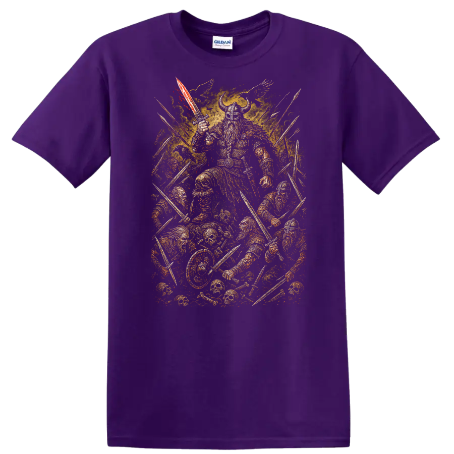 Retro Heavy Metal Warrior T Shirt Vintage Rock Album Cover Style - Purple