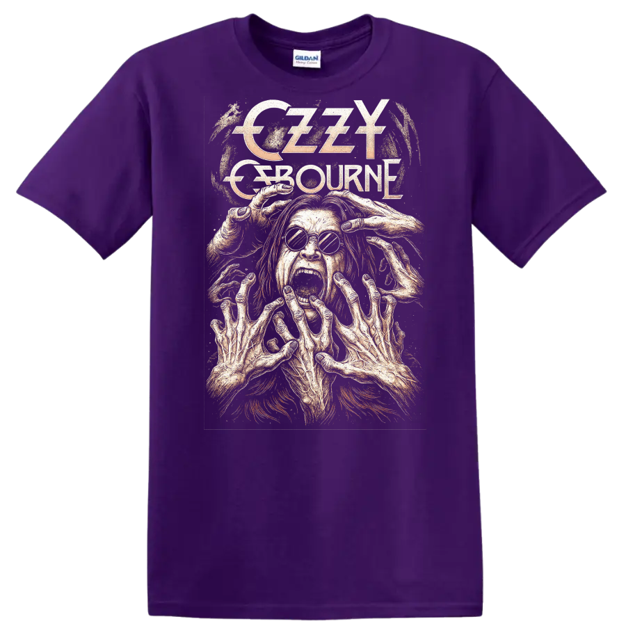 Creepy Retro Rock Legend Horror Face Album Cover Style T Shirt - Purple