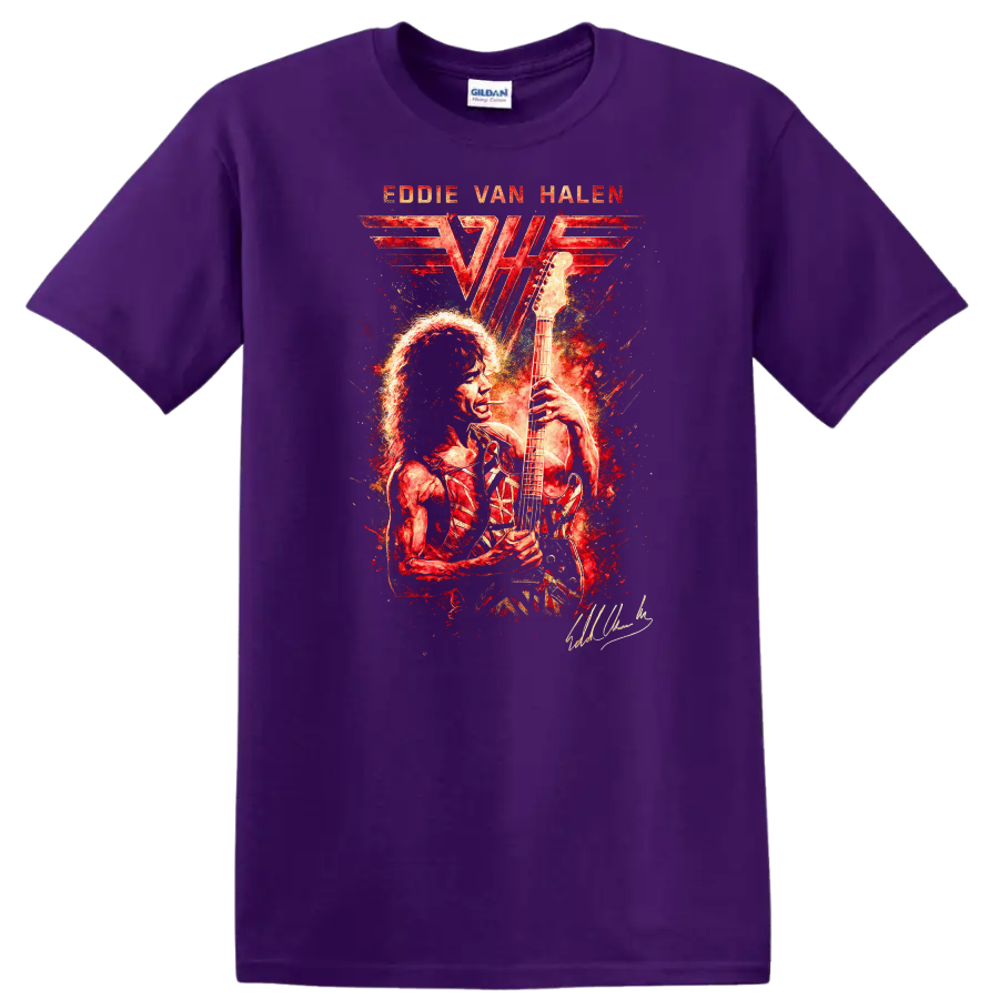 Eddie Van Halen Retro Rock Heavy Metal Album Art T Shirt - Purple