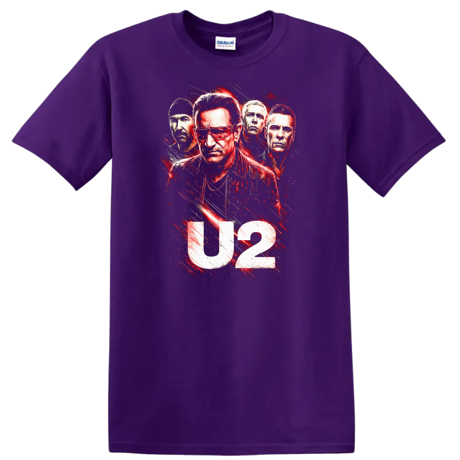U2 Retro Rock Heavy Metal Album Cover Style T Shirt - Purple