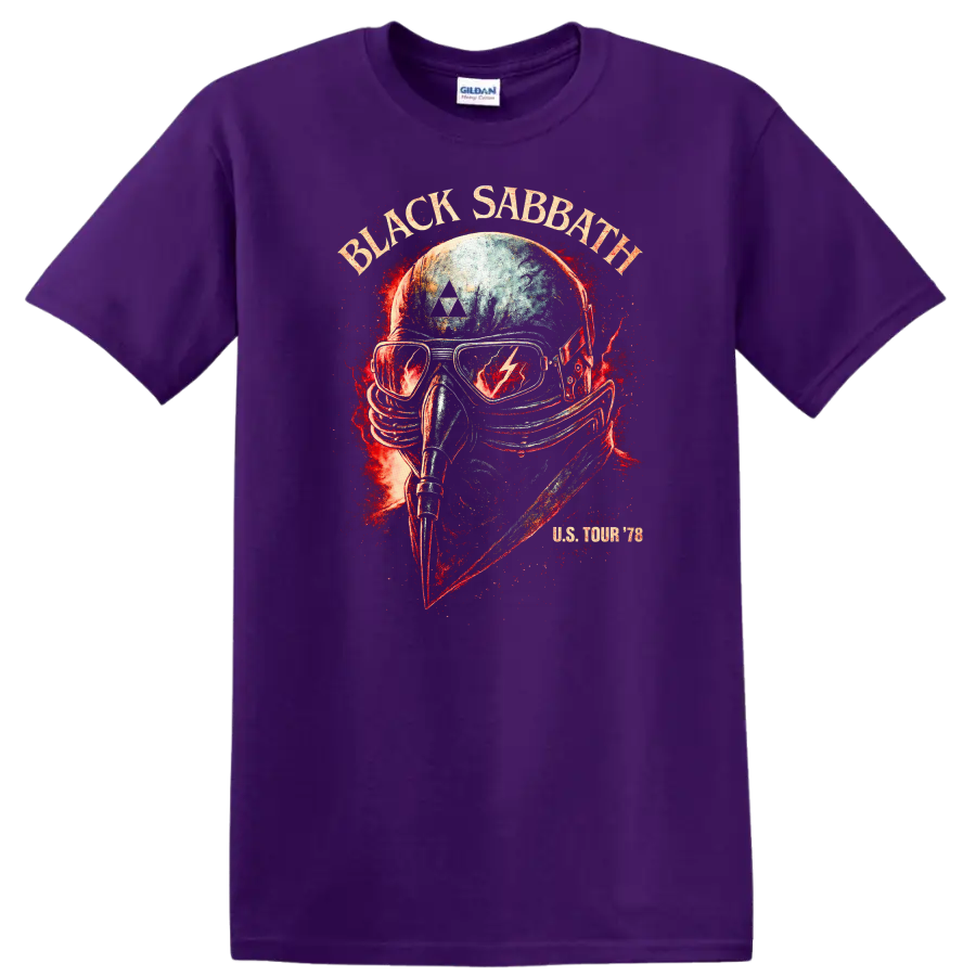 Black Sabbath Retro Heavy Metal Album Style T Shirt for Rock Fans - Purple