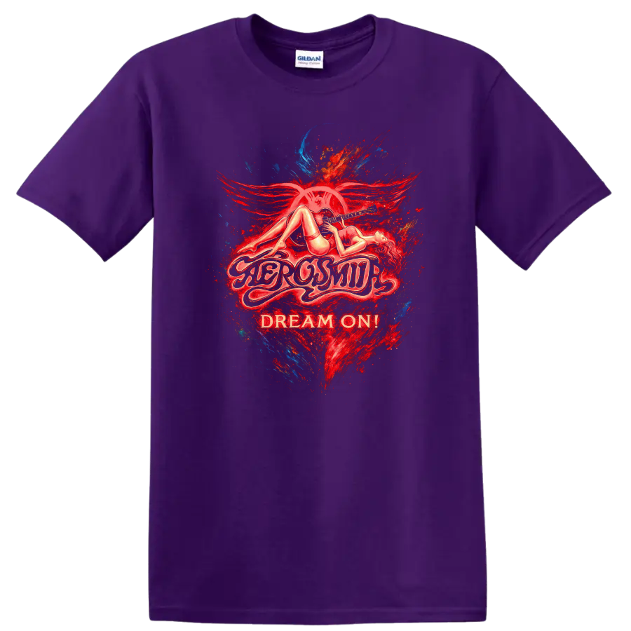 Retro Rock Dream On Heavy Metal Legend Style T Shirt - Purple