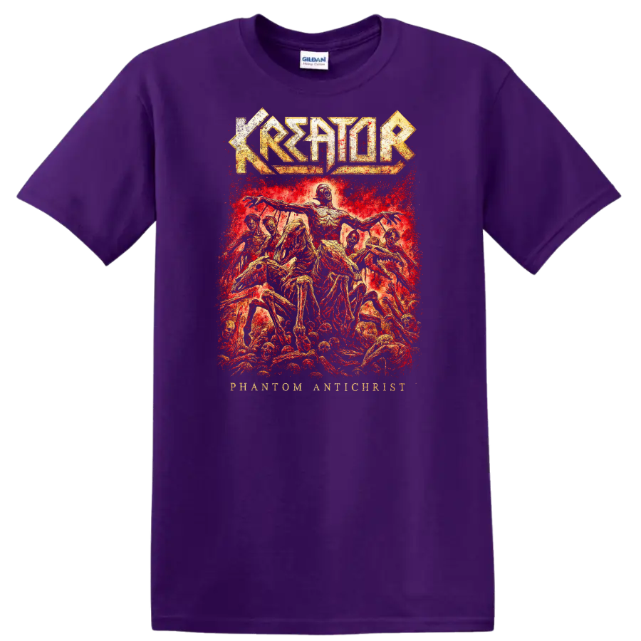 Kreator Phantom Antichrist Retro Heavy Metal Album Cover T Shirt - Purple