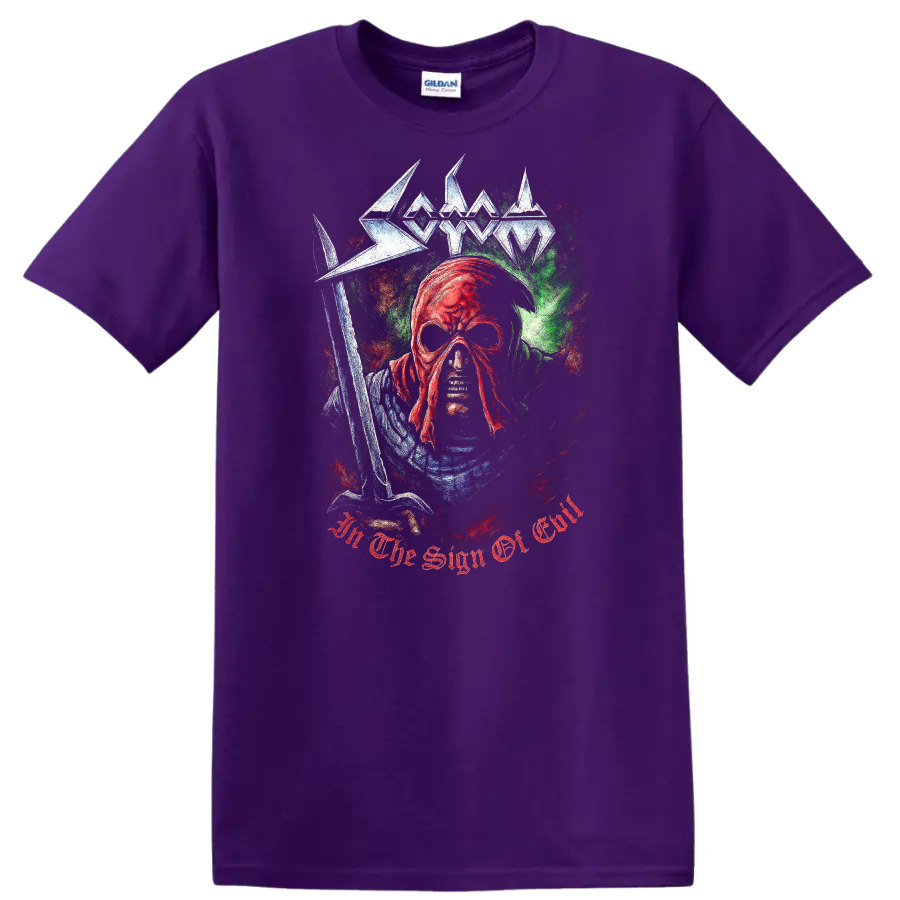Retro Heavy Metal Skull Band Style T Shirt Gothic Rock Legend Art - Purple