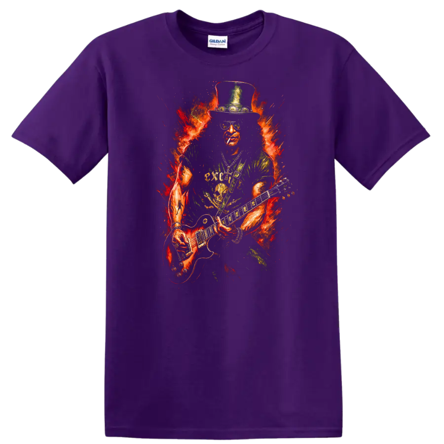 Retro Rock Heavy Metal Guitar Legend T Shirt for Music Fans - Purple