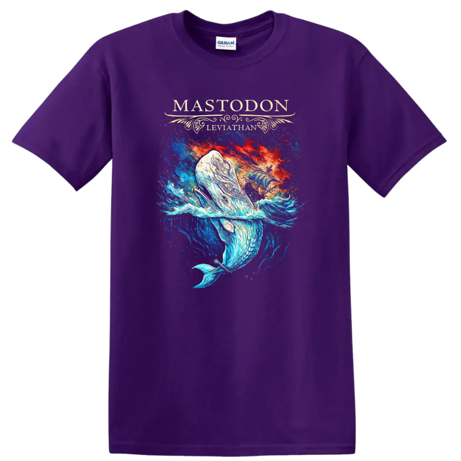 Mastodon Leviathan Retro Heavy Metal Album Art T Shirt - Purple