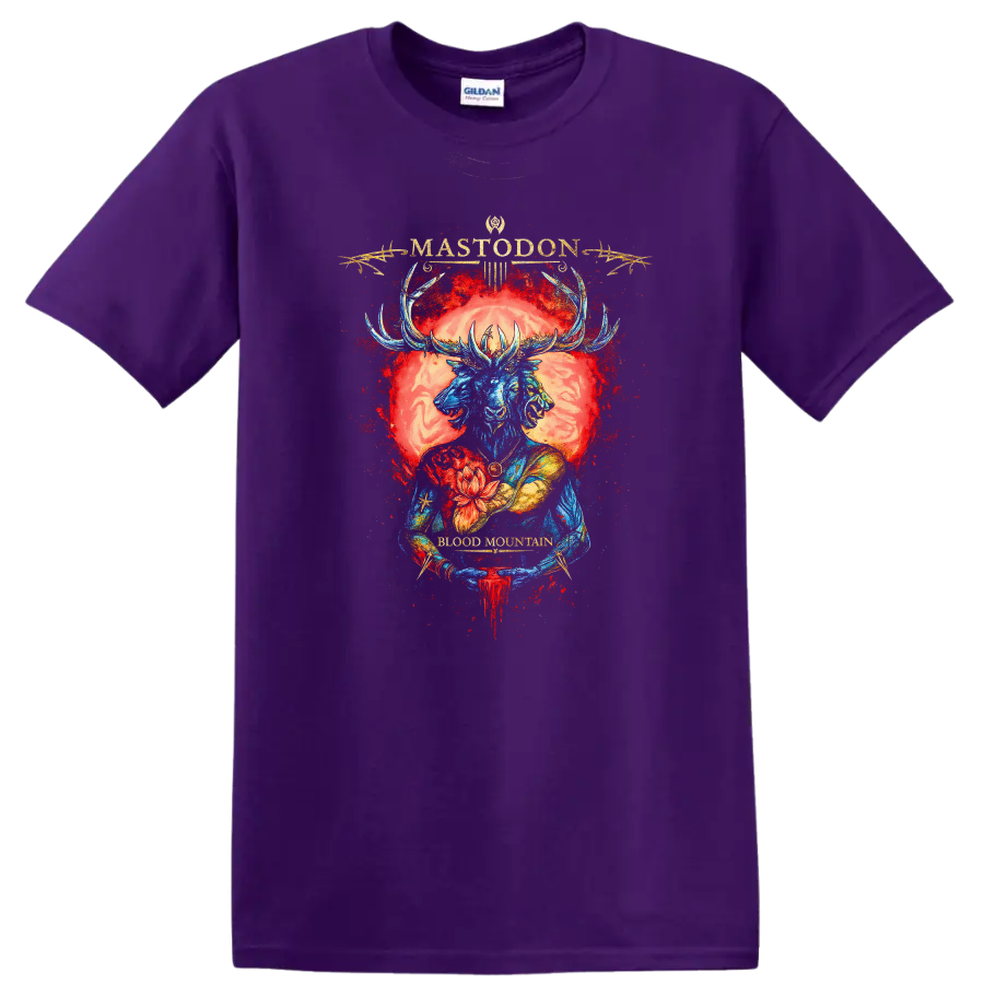 Mastodon Retro Heavy Metal Album Cover Style T Shirt - Purple