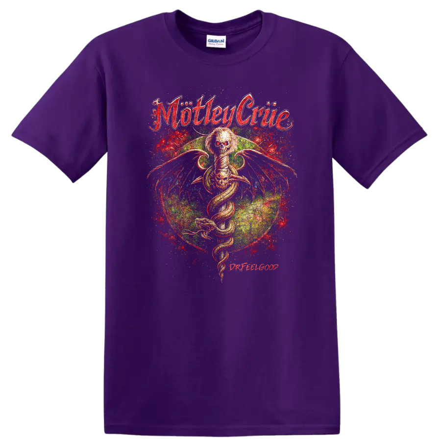 Motley Crue Retro Heavy Metal Album Cover Legend Style T Shirt - Purple