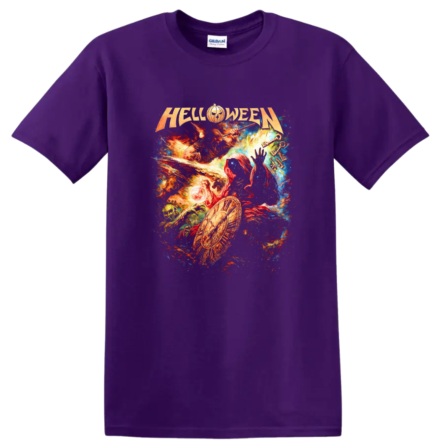 Halloween Heavy Metal Retro Rock Album Cover Style T Shirt - Purple