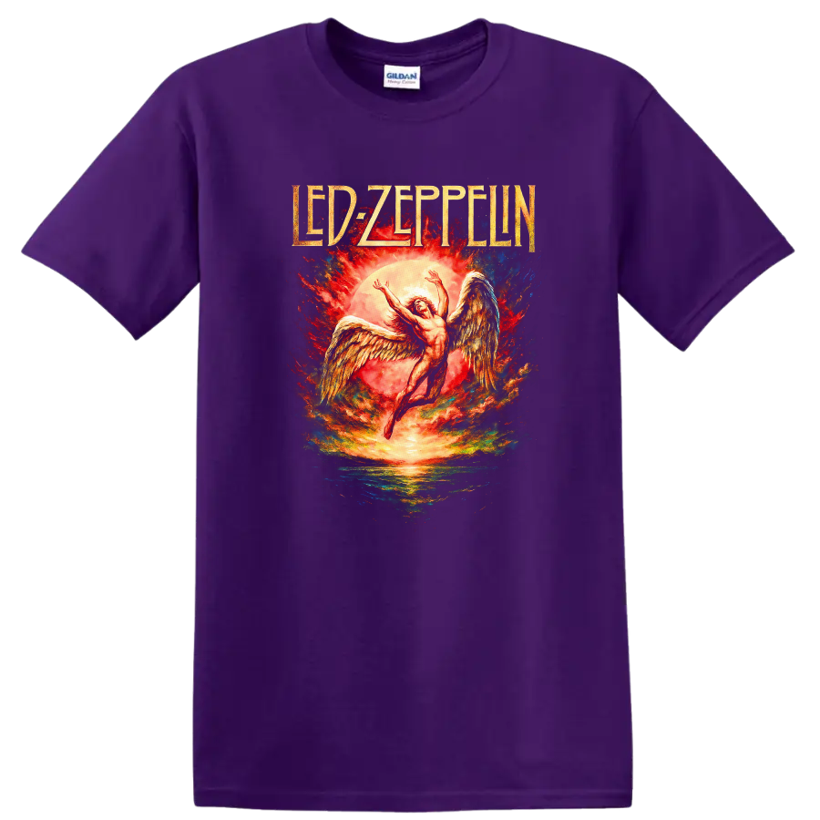 Led Zeppelin Retro Heavy Metal Album Cover Legend Style T Shirt - Purple