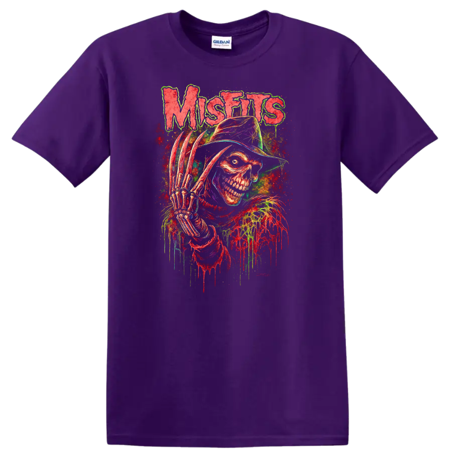 Misfits Retro Heavy Metal Skull T Shirt Neon Album Cover Legend - Purple