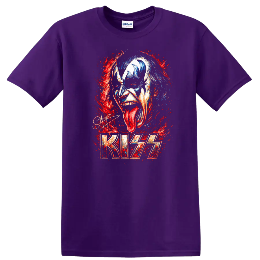 KISS Retro Rock Heavy Metal Face Paint Album Style T Shirt - Purple