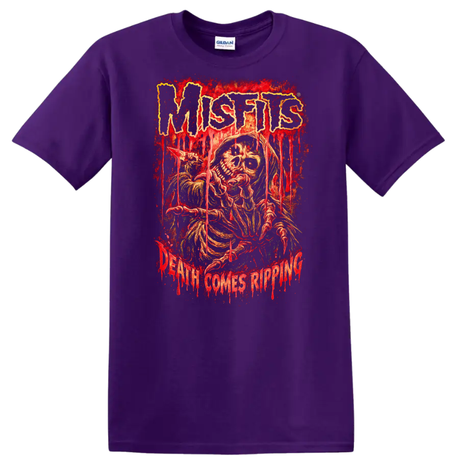 Misfits Horror Skull Heavy Metal Retro Rock T Shirt - Purple