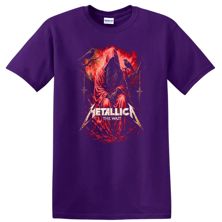 Metallica The Wait Retro Heavy Metal Album Art T Shirt - Purple