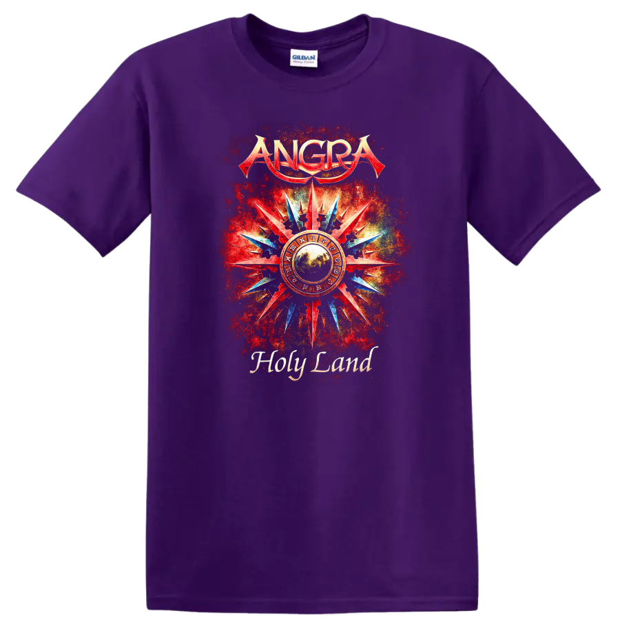 ANGRA Holy Land Retro Heavy Metal Album Art T Shirt - Purple