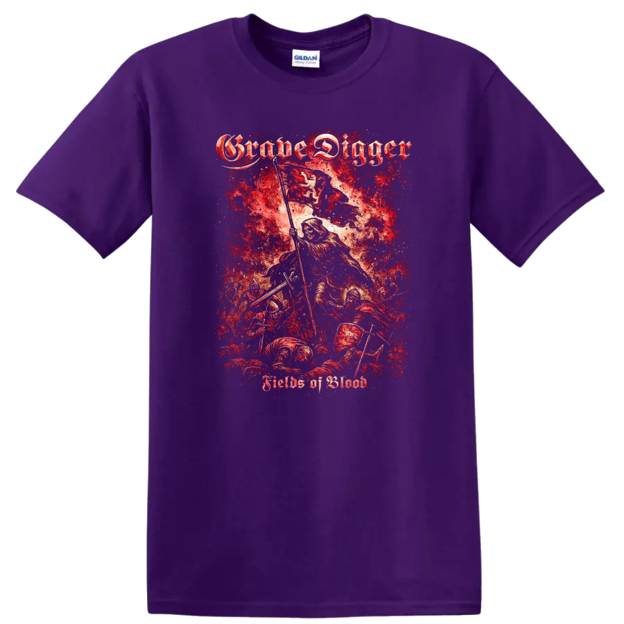Grim Reaper Retro Heavy Metal Album Cover Legend Style T Shirt - Purple