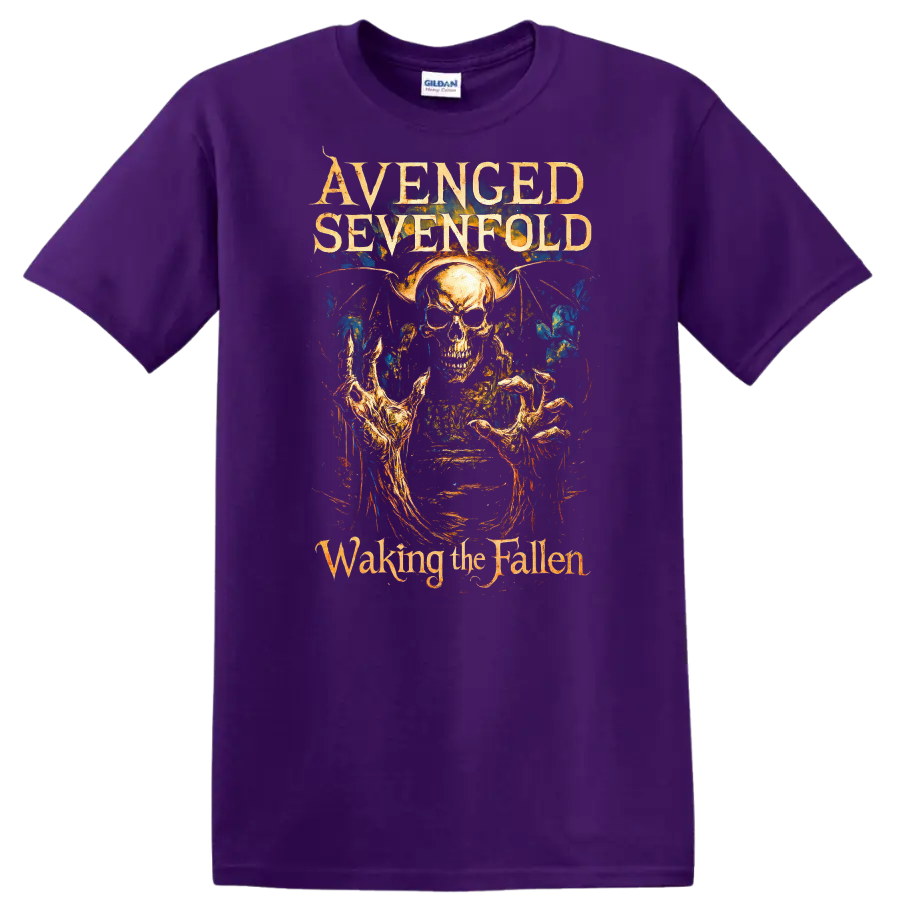 Avenged Sevenfold Waking the Fallen Retro Metal Album Art T Shirt - Purple