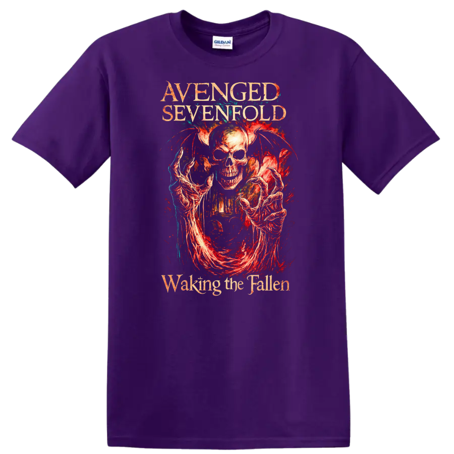 Avenged Sevenfold Retro Heavy Metal Skull Album Art T Shirt - Purple