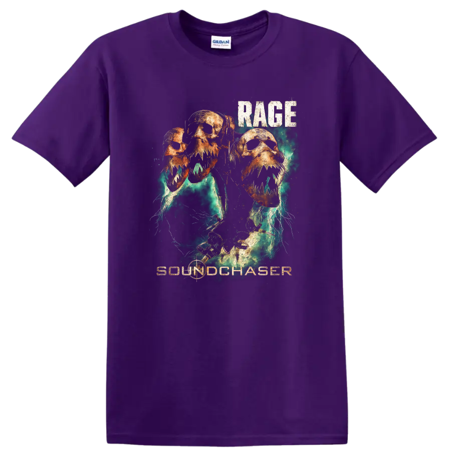 Rage Soundchaser Retro Heavy Metal Skull T Shirt Album Cover Style - Purple