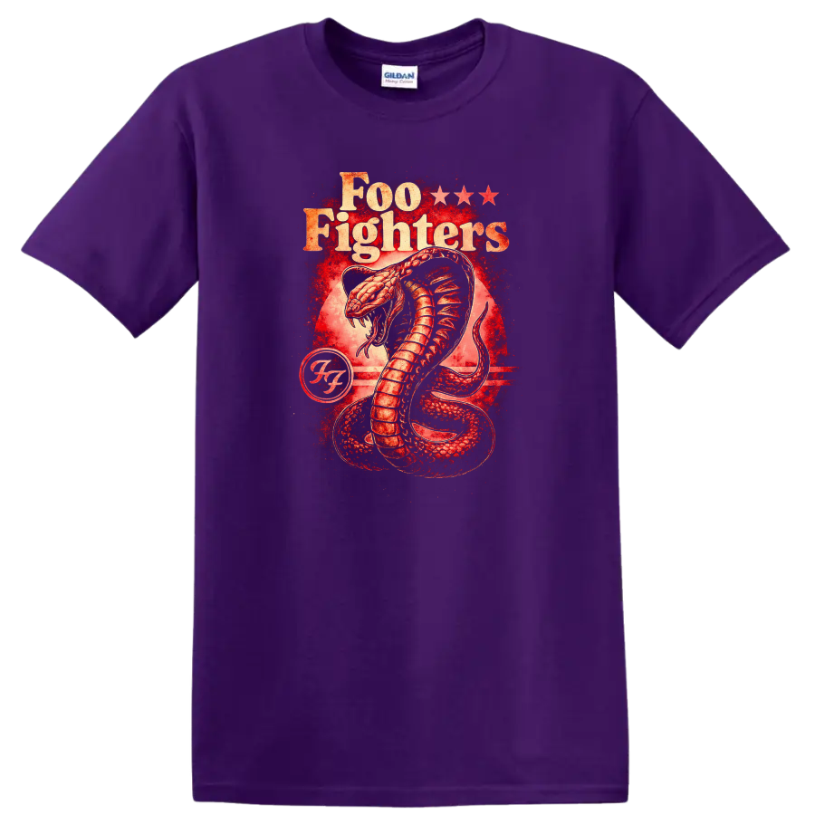 Foo Fighters Retro Heavy Metal Cobra Album Cover Style T Shirt - Purple