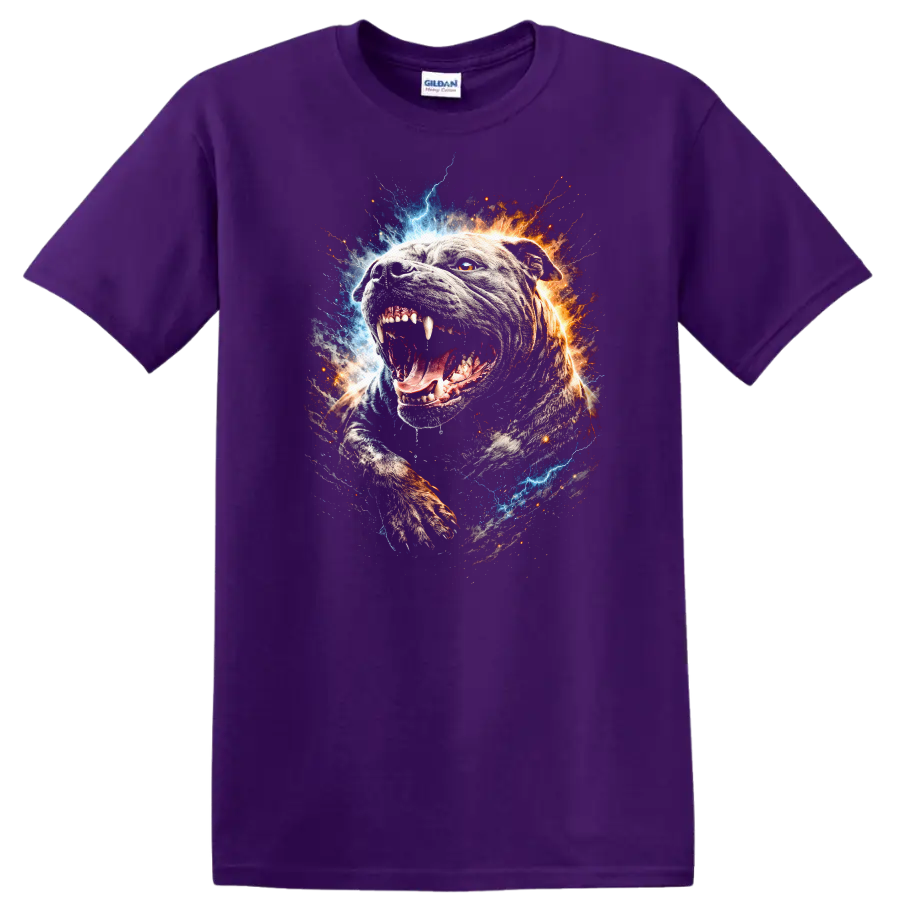 Electric Pit Bull Lightning Burst Graphic T Shirt for Dog Lovers - Purple