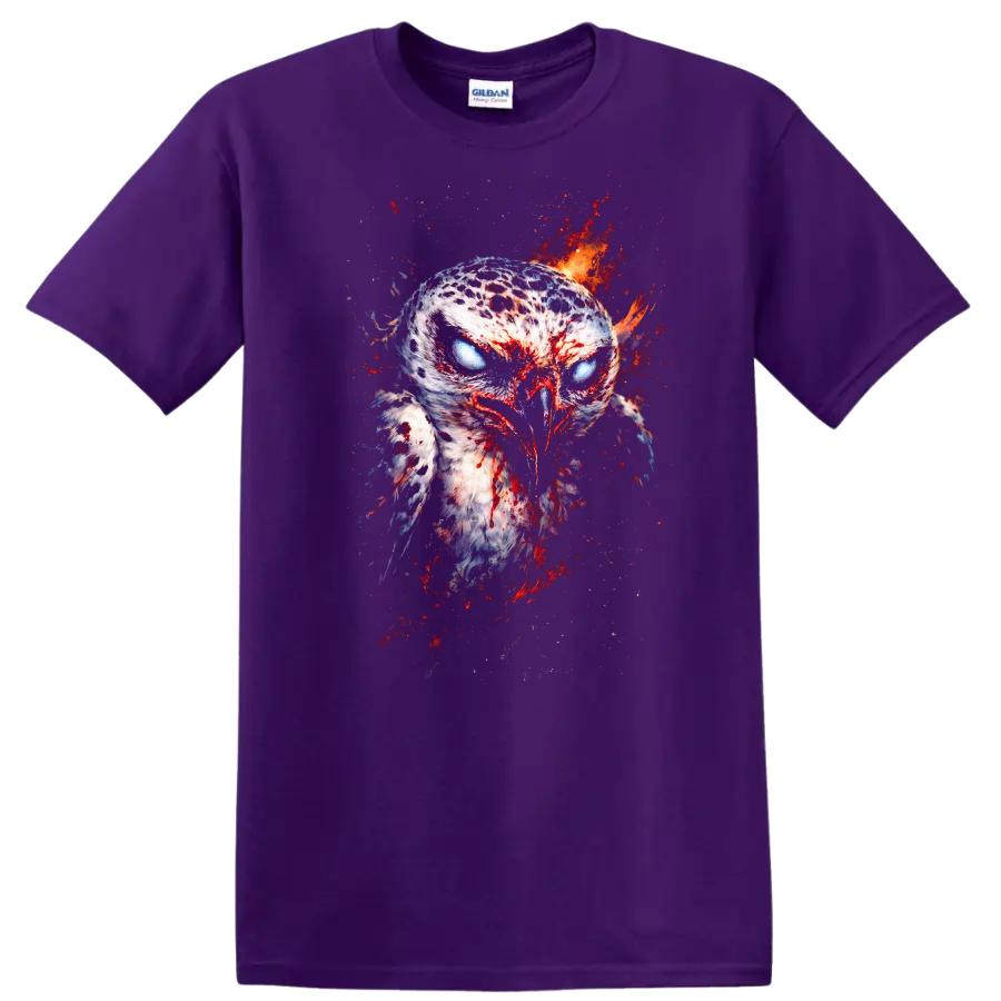 Blood Splatter Owl Fierce Wildlife Graphic T Shirt - Purple