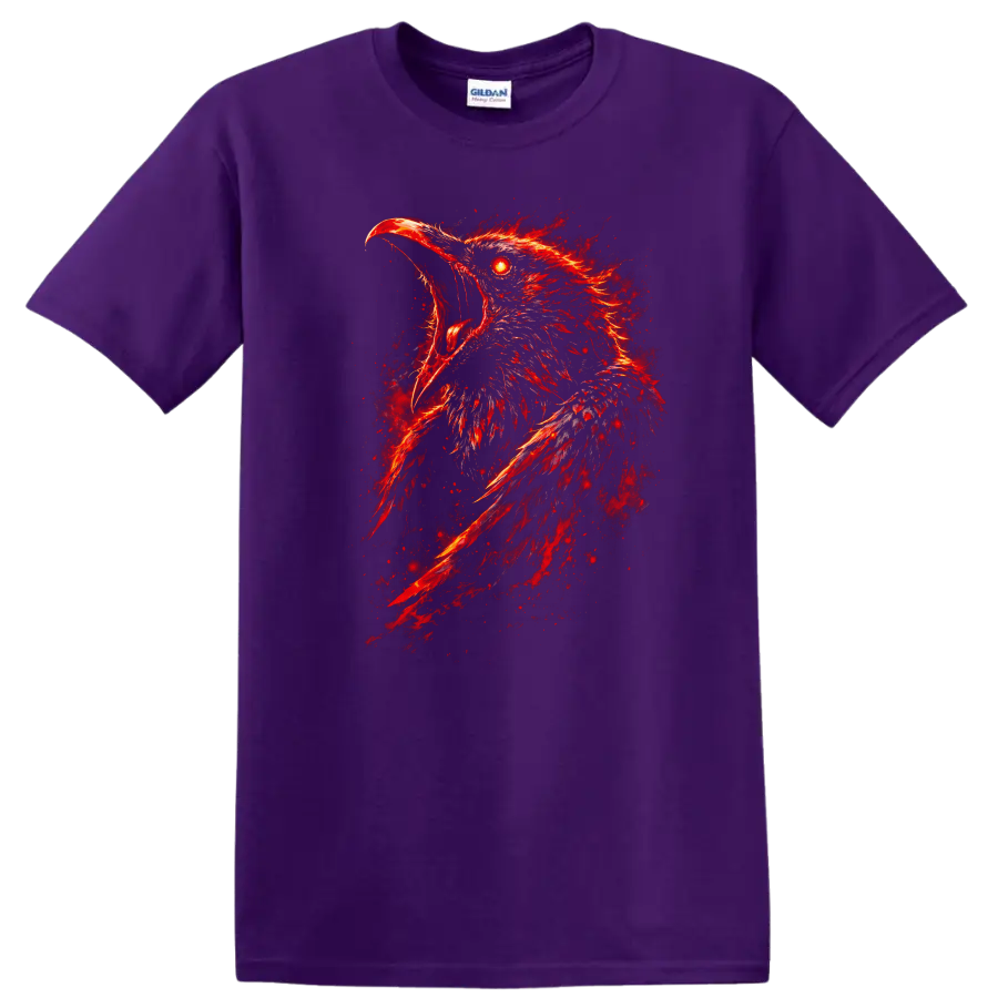 Fiery Red Eagle Head Graphic T Shirt Fierce Animal Art - Purple