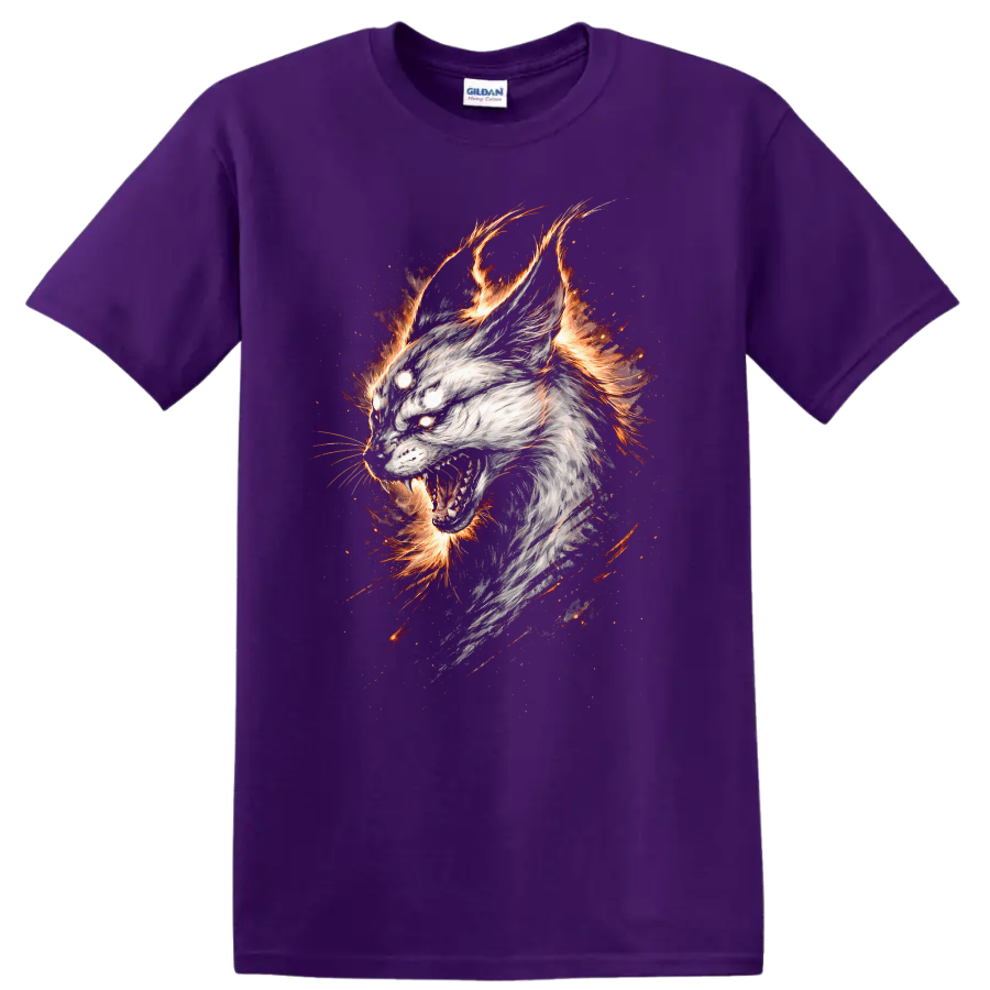 Fierce Flame White Tiger Head T Shirt for Animal Lovers - Purple