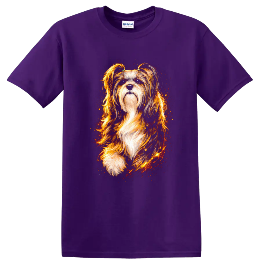 Fiery Shih Tzu Dog Portrait T Shirt Cute Long Hair Pet Lover Gift - Purple