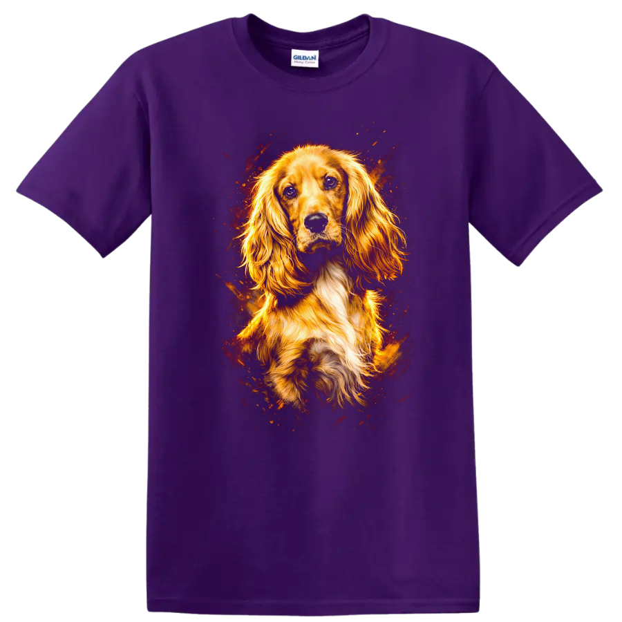 Golden Spaniel Portrait Dog Lover T Shirt for Breed Fans and Pet Owners - Purple