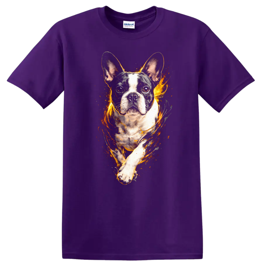 French Bulldog Fire Glow Portrait T Shirt for Dog Lovers - Purple