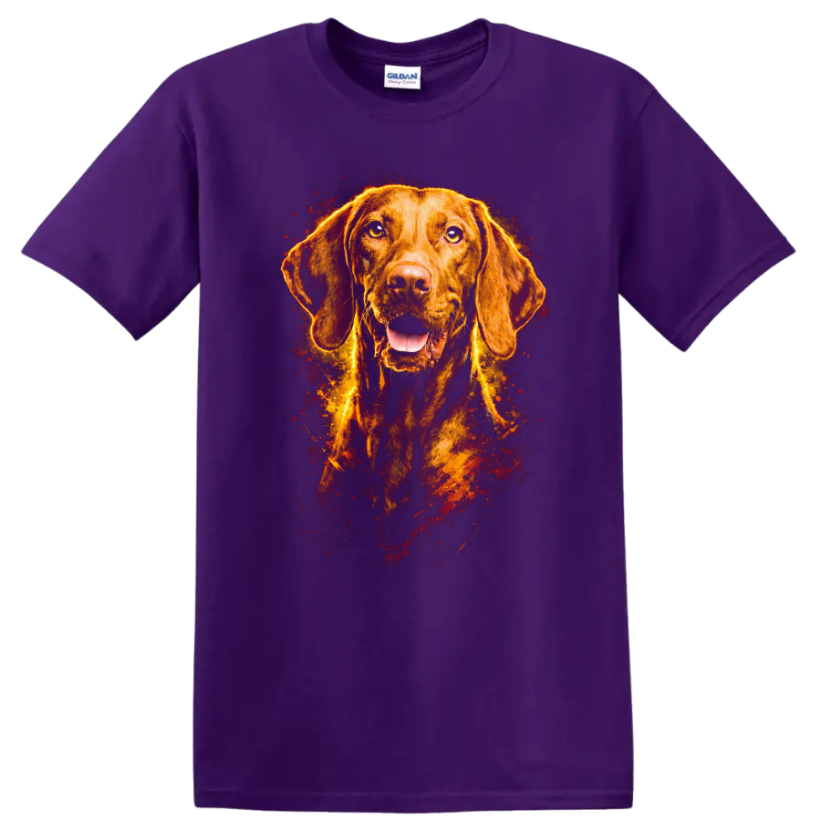 Liver Chestnut Dog Portrait T Shirt Bold Fire Splash Pet Lover Tee - Purple