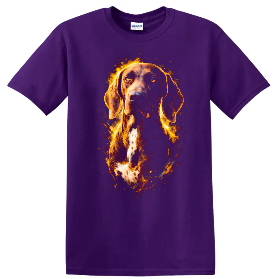 German Shorthaired Pointer Fire Glow Portrait T Shirt - Purple