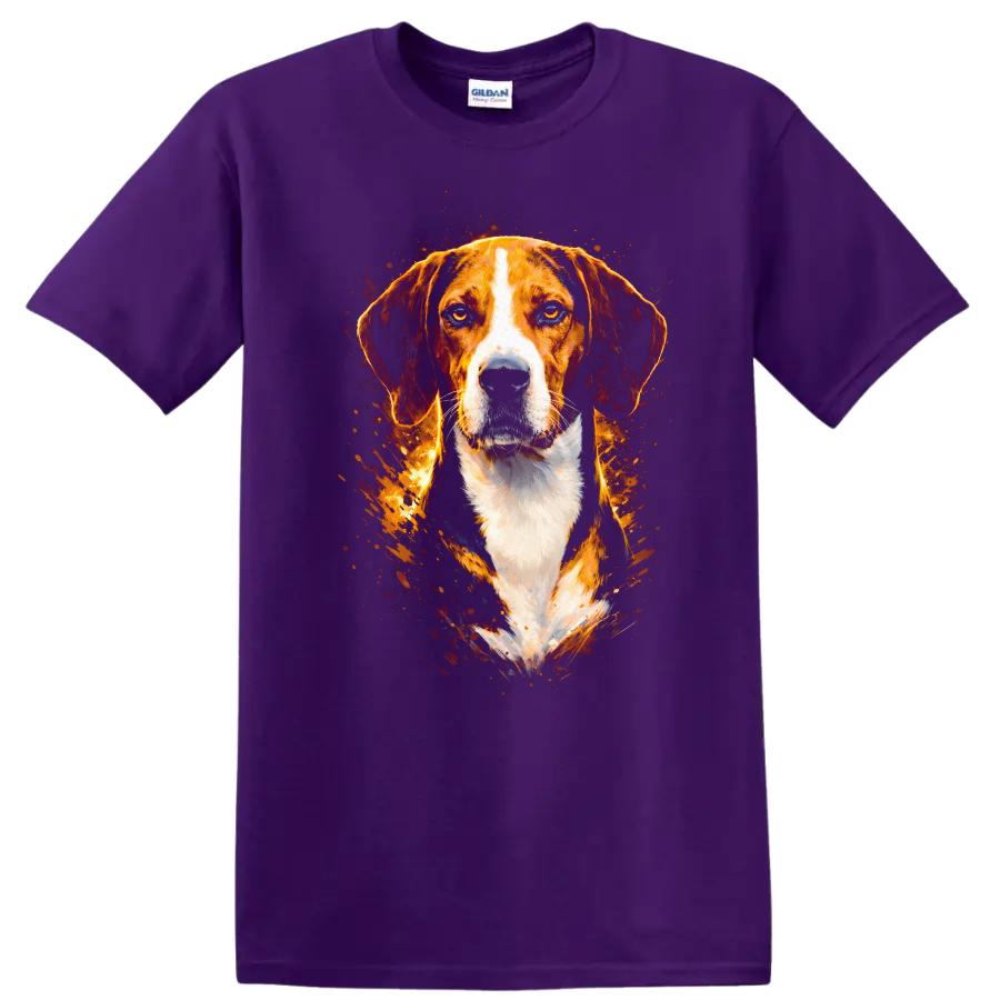 Beagle Dog Splash Art T Shirt Vibrant Pet Portrait for Dog Lovers - Purple