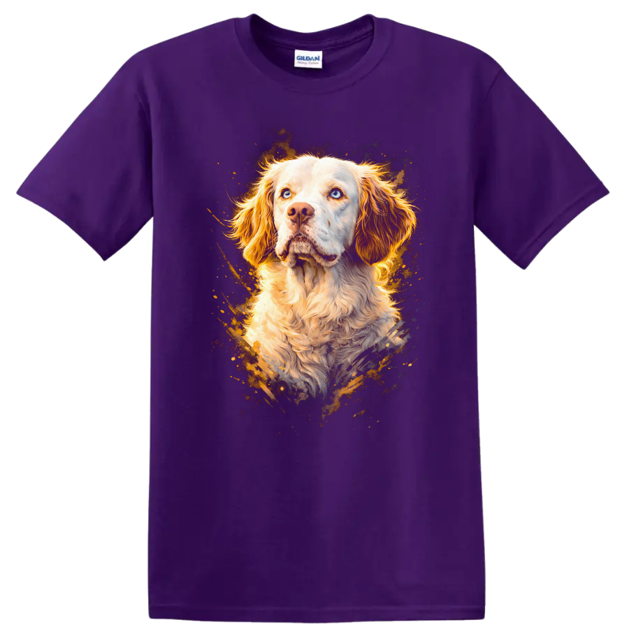Blue Eyed Cocker Spaniel Dog Portrait T Shirt for Dog Lovers - Purple