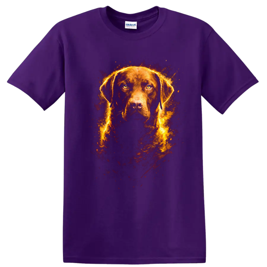 Fiery Labrador Portrait Dog Breed T Shirt for Pet Lovers - Purple