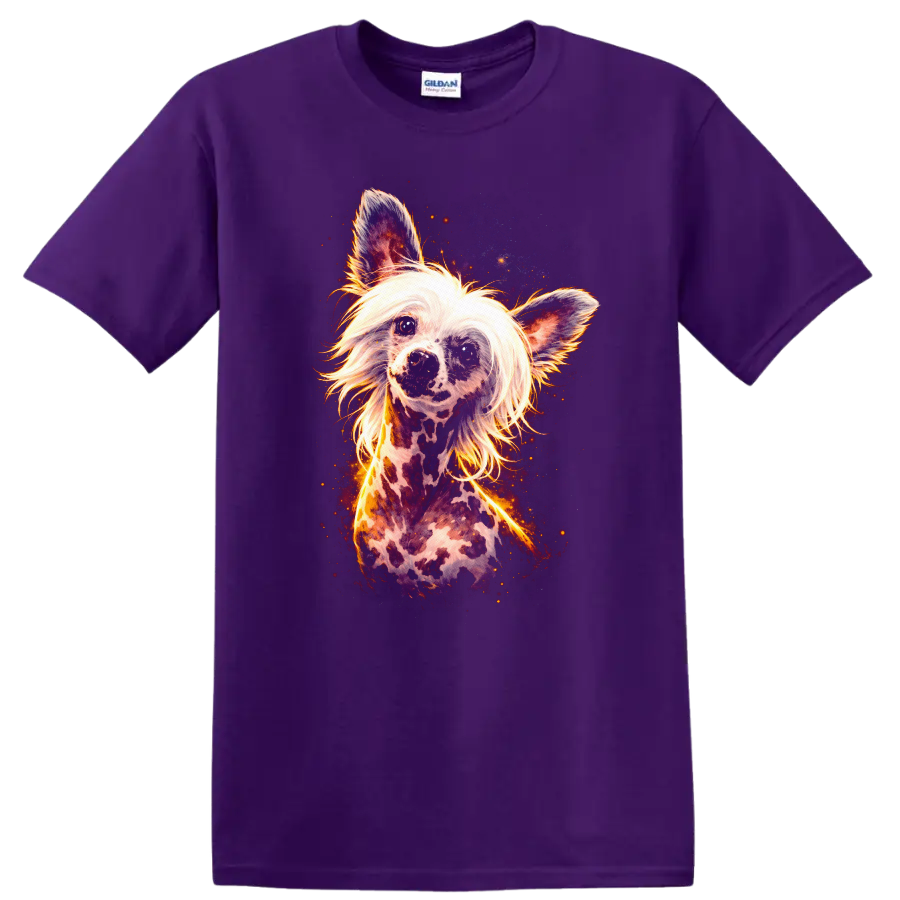 Poodle Art Dog Lover T Shirt Colorful Neon Fantasy Breed Portrait on a Purple T Shirt