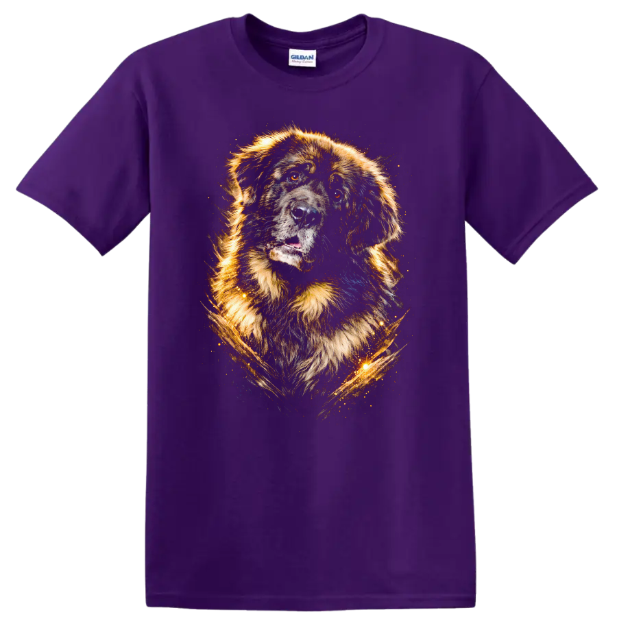 Loyal Labrador Dog Portrait T Shirt Colorful Glow Style on a Purple T Shirt