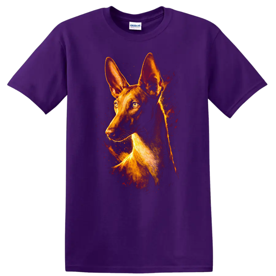 Shiba Inu Dog Portrait Fire Glow T Shirt for Dog Lovers on a Purple T Shirt